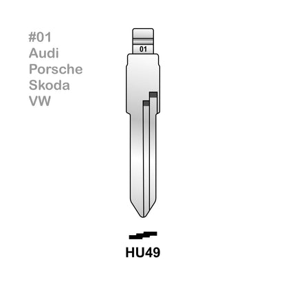 Universal Remote Key Blade #01 HU49 (10 Pieces) For Audi Porsche Skoda VW