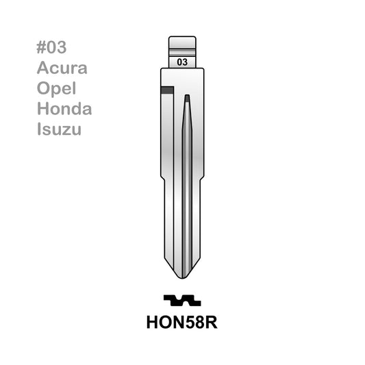 Universal Remote Key Blade #03 HON58R (10 Pieces) For Honda Acura Opel Isuzu