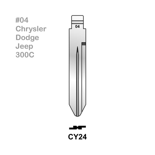 Universal Remote Key Blade #04 CY24 (10 Pieces) For Chrysler Dodge Jeep 300C