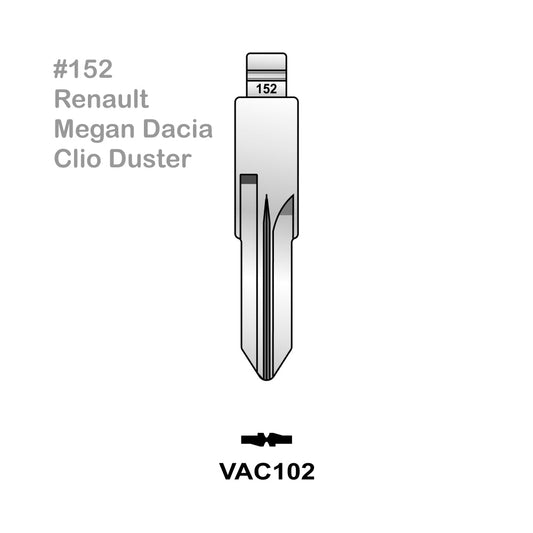 Universal Remote Key Blade #152 VAC102 (10 Pieces) For Renault Dacia Megan Clio Duster