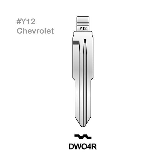 Universal Remote Key Blade #Y12 DWO4R (10 Pieces) For Chevrolet Daewoo Pontiac