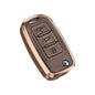 Premium Aluminum Alloy Leather Case For Volkswagen Flip Key 3 Button