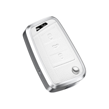 Premium Zinc Alloy Leather Case For Volkswagen Flip Key 3 Button