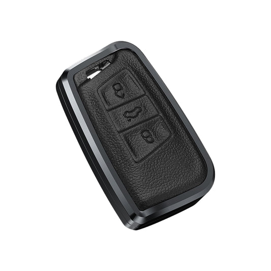 Premium Aluminum Alloy Leather Case For Volkswagen Smart Key 3 Button