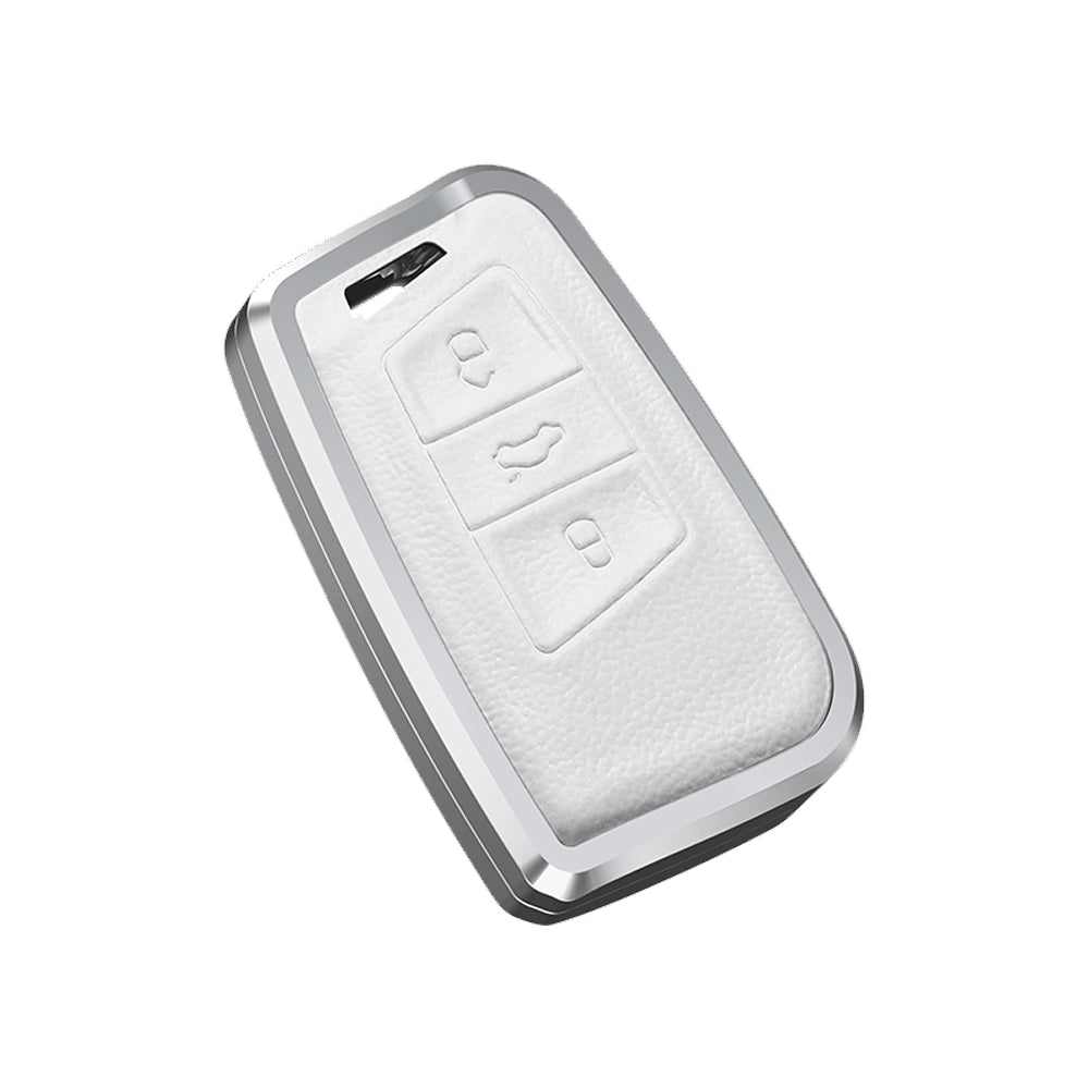 Premium Aluminum Alloy Leather Case For Volkswagen Smart Key 3 Button