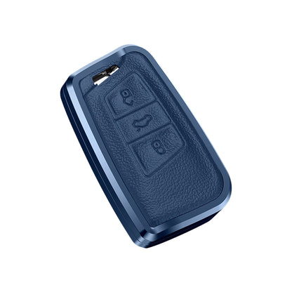 Premium Aluminum Alloy Leather Case For Volkswagen Smart Key 3 Button