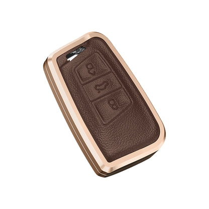 Premium Aluminum Alloy Leather Case For Volkswagen Smart Key 3 Button