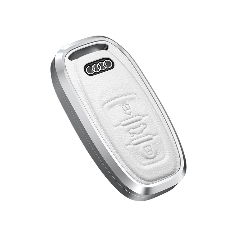 Premium Aluminum Alloy Leather Case For Audi Smart Key 3 Button