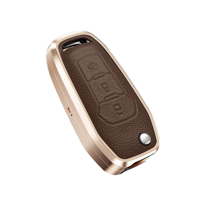 Premium Aluminum Alloy Leather Case For Ford F Key 3 Button