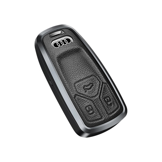 Premium Aluminum Alloy Leather Case For Audi Smart Key 3 Button