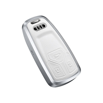 Premium Aluminum Alloy Leather Case For Audi Smart Key 3 Button