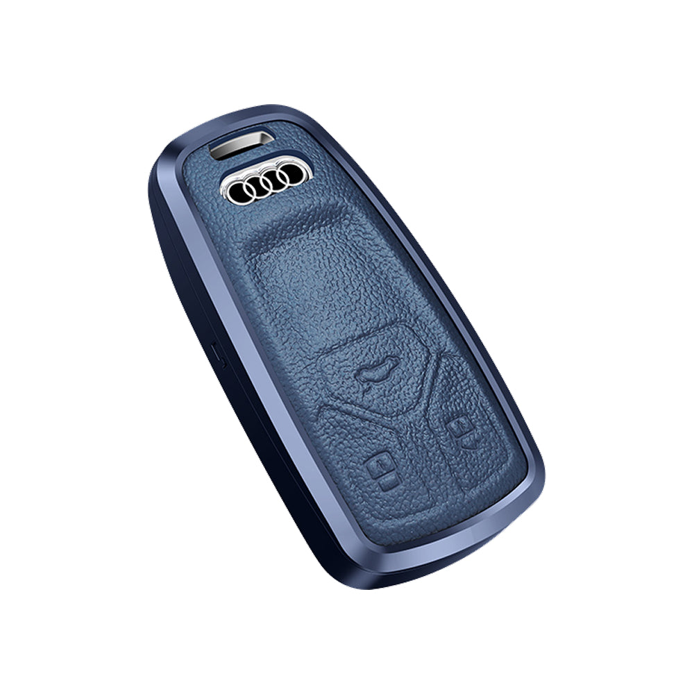 Premium Aluminum Alloy Leather Case For Audi Smart Key 3 Button