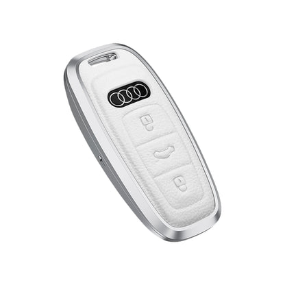 Premium Aluminum Alloy Leather Case For Audi Smart Key 3 Button