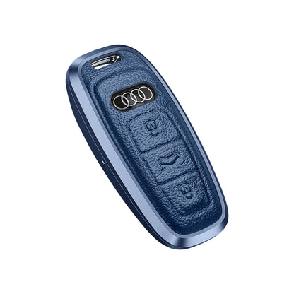 Premium Aluminum Alloy Leather Case For Audi Smart Key 3 Button