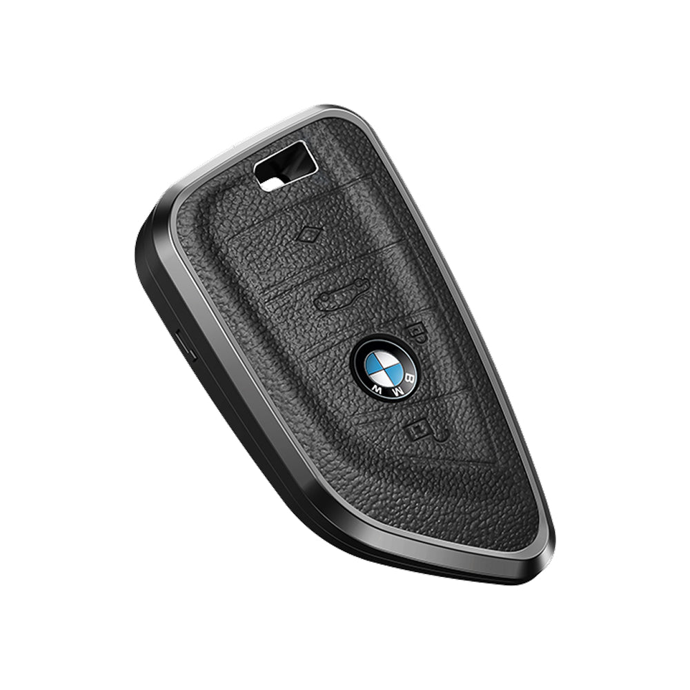 Premium Aluminum Alloy Leather Case For BMW Smart Key 4 Button