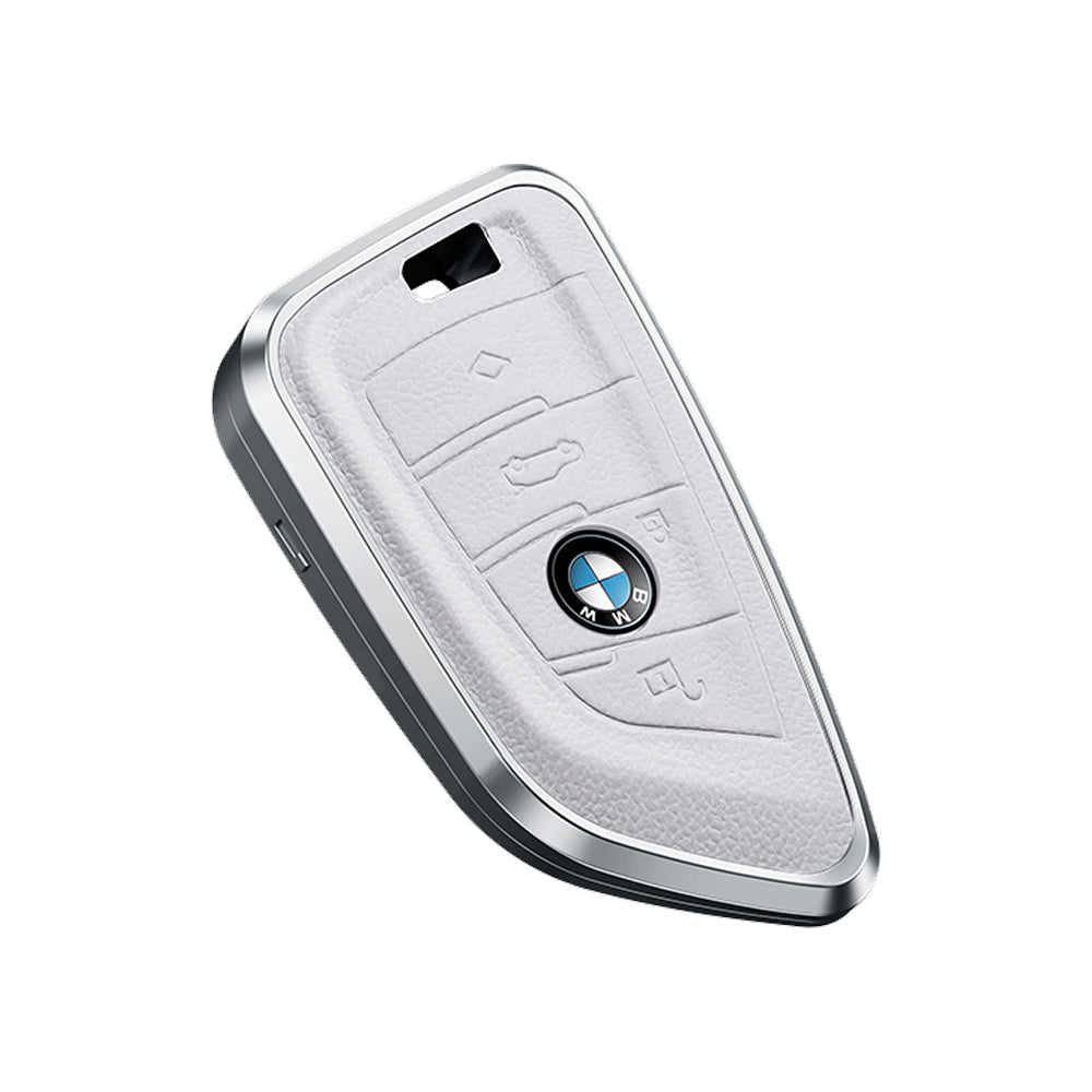 Premium Aluminum Alloy Leather Case For BMW Smart Key 4 Button