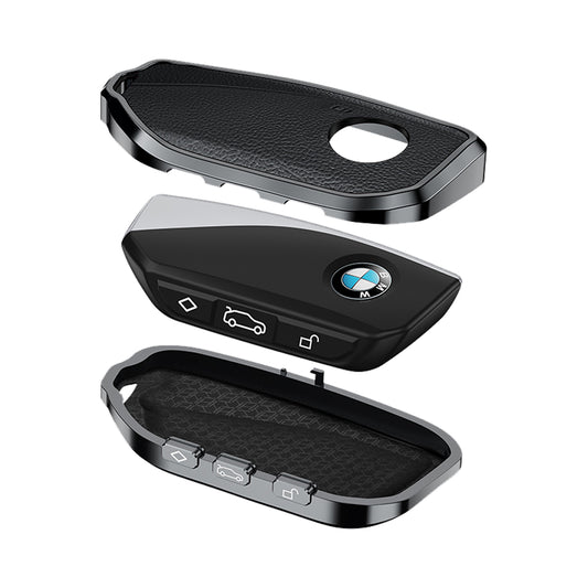 Premium Aluminum Alloy Leather Case For BMW Smart Key 3 Button