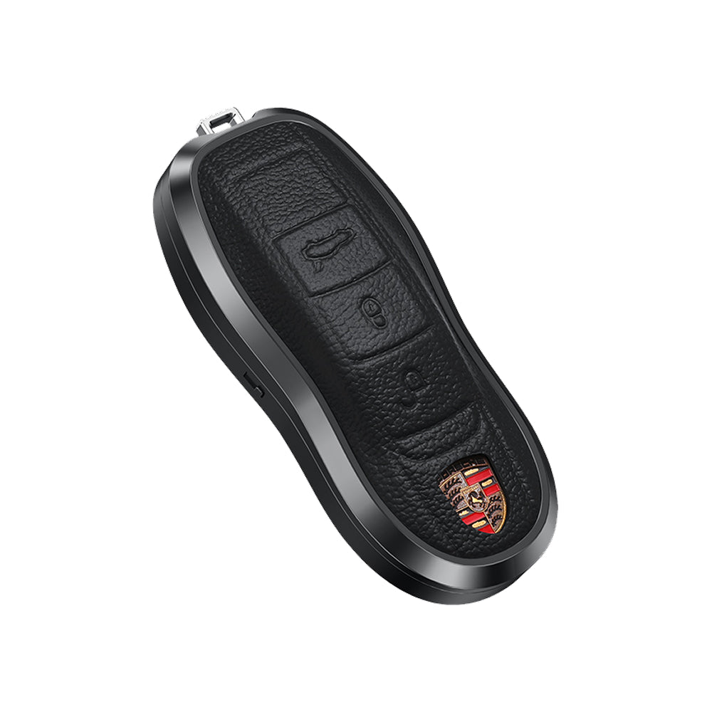 Premium Aluminum Alloy Leather Case For Porsche Smart Key 3 Button