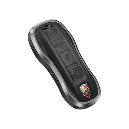 Premium Aluminum Alloy Leather Case For Porsche Smart Key 3 Button