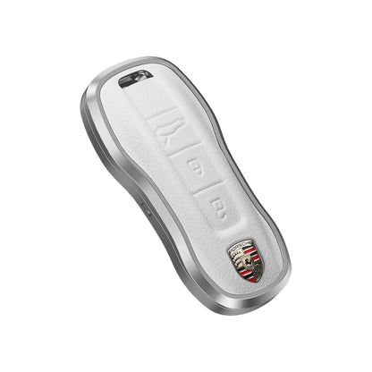 Premium Aluminum Alloy Leather Case For Porsche Smart Key 3 Button