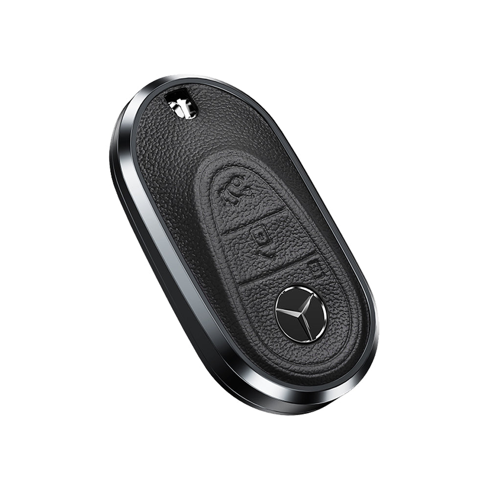 Premium Aluminum Alloy Leather Case For Mercedes-Benz Smart Key 3 Button