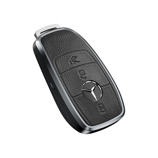 Premium Aluminum Alloy Leather Case For Mercedes-Benz Smart Key 3 Button