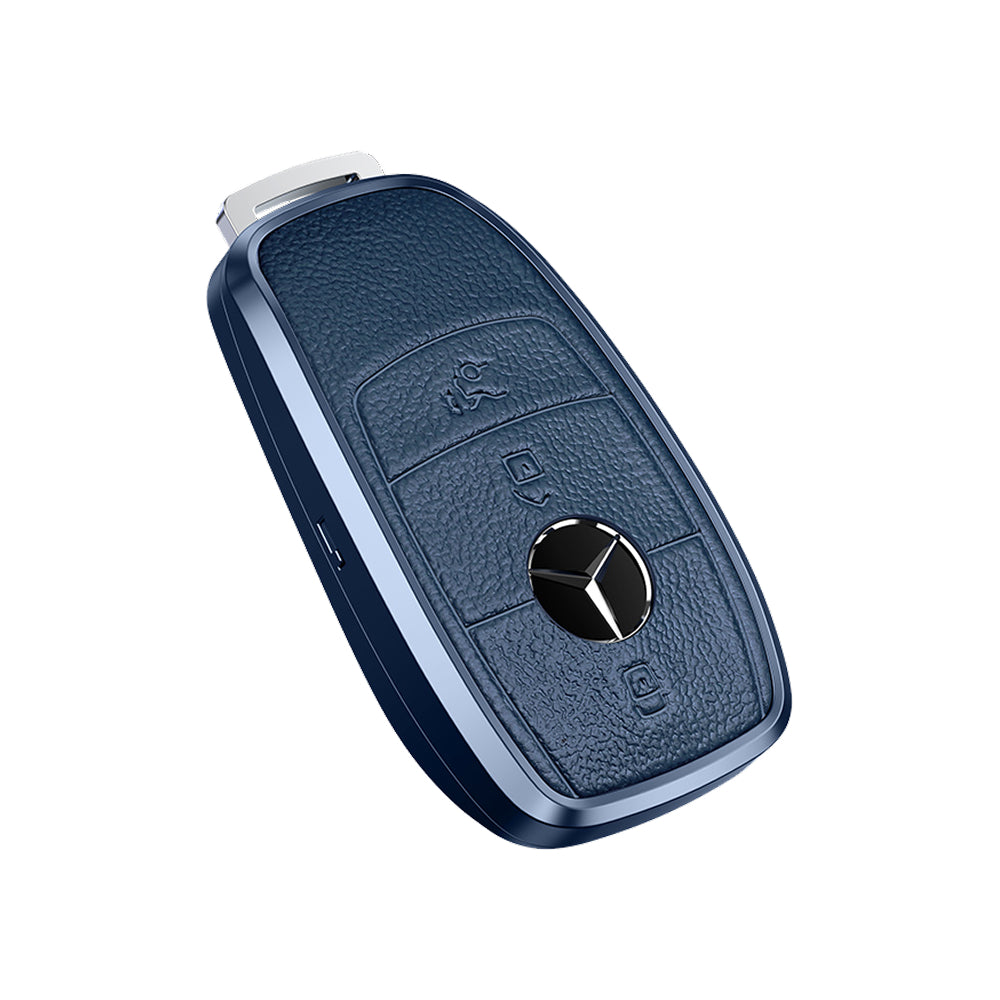 Premium Aluminum Alloy Leather Case For Mercedes-Benz Smart Key 3 Button