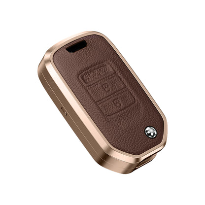 Premium Aluminum Alloy Leather Case For Honda Flip Key 3 Button