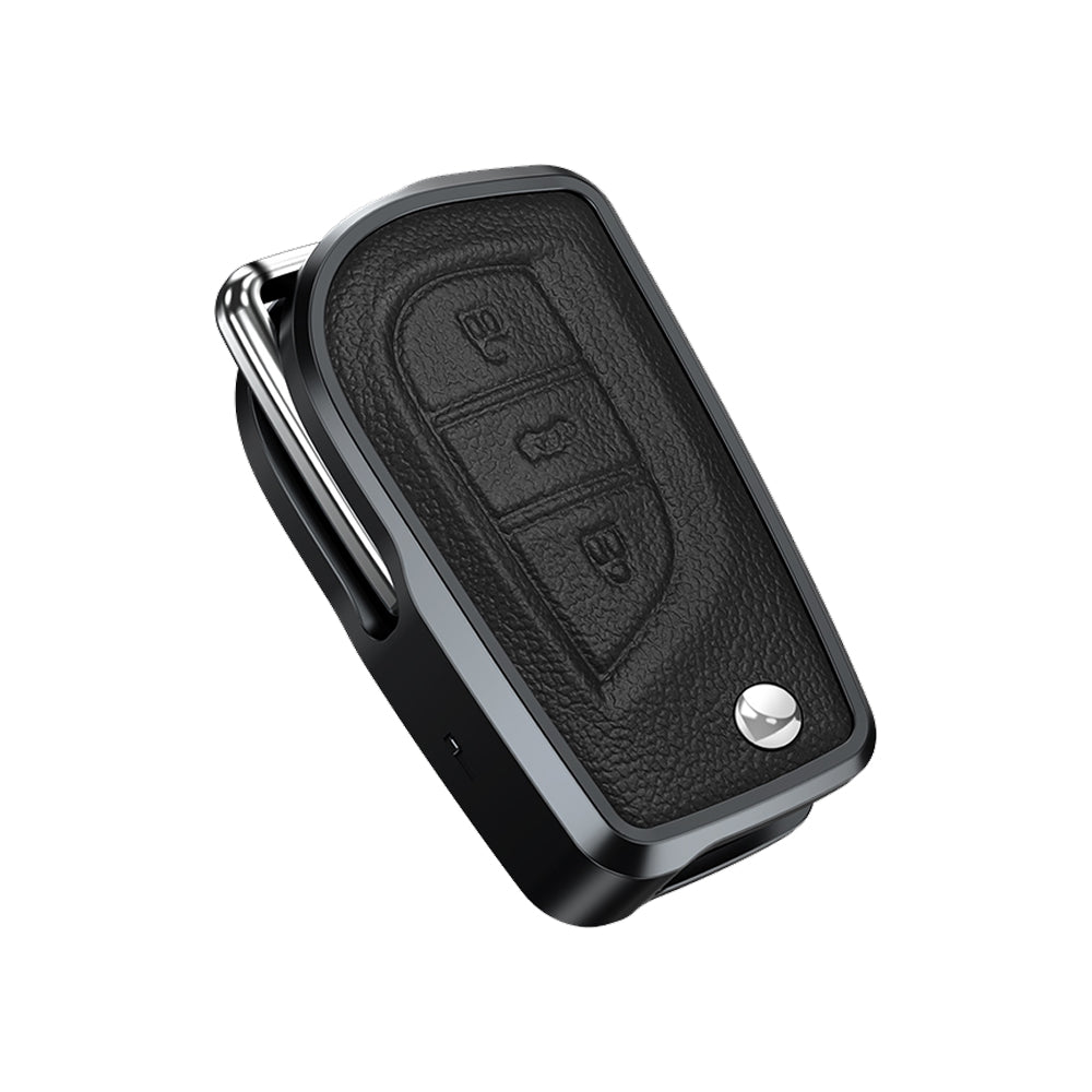 Premium Aluminum Alloy Leather Case For Toyota Flip Key 3 Button