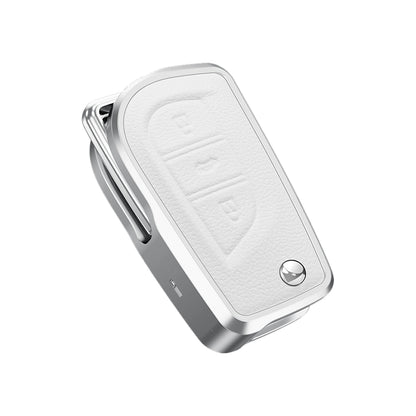 Premium Aluminum Alloy Leather Case For Toyota Flip Key 3 Button