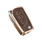 Premium Aluminum Alloy Leather Case For Toyota Flip Key 3 Button