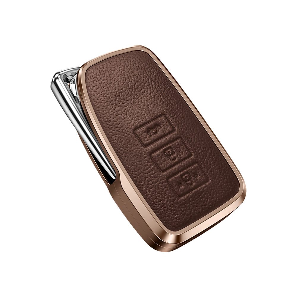 Premium Aluminum Alloy Leather Case For Lexus Smart Key 3 Button