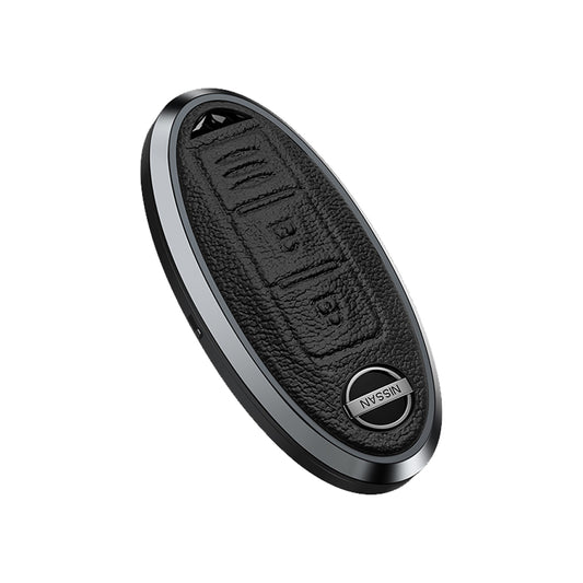 Premium Aluminum Alloy Leather Case For Nissan Smart Key 3 Button