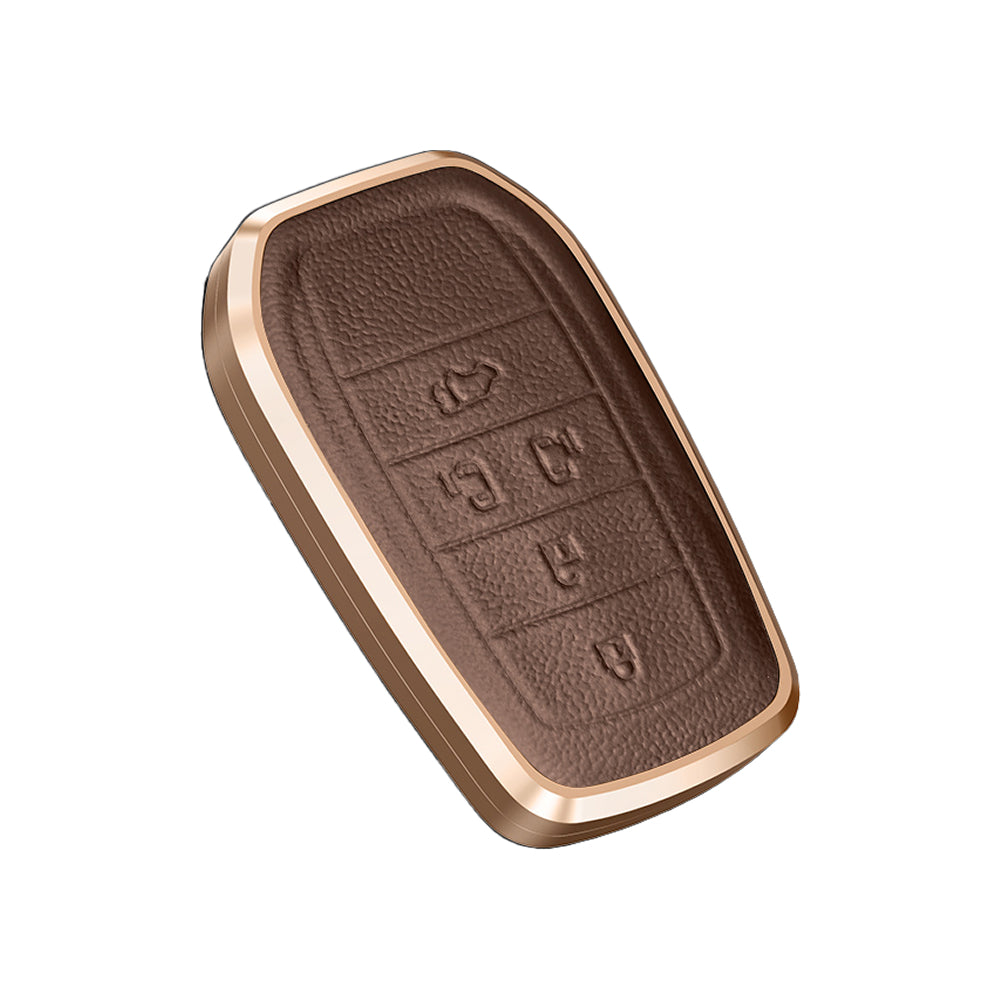 Premium Aluminum Alloy Leather Case For Toyota Smart Key 5 Button