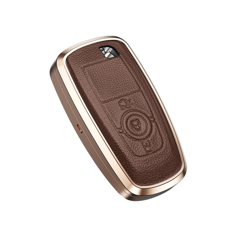 Premium Aluminum Alloy Leather Case For Ford Smart Key 3 Button